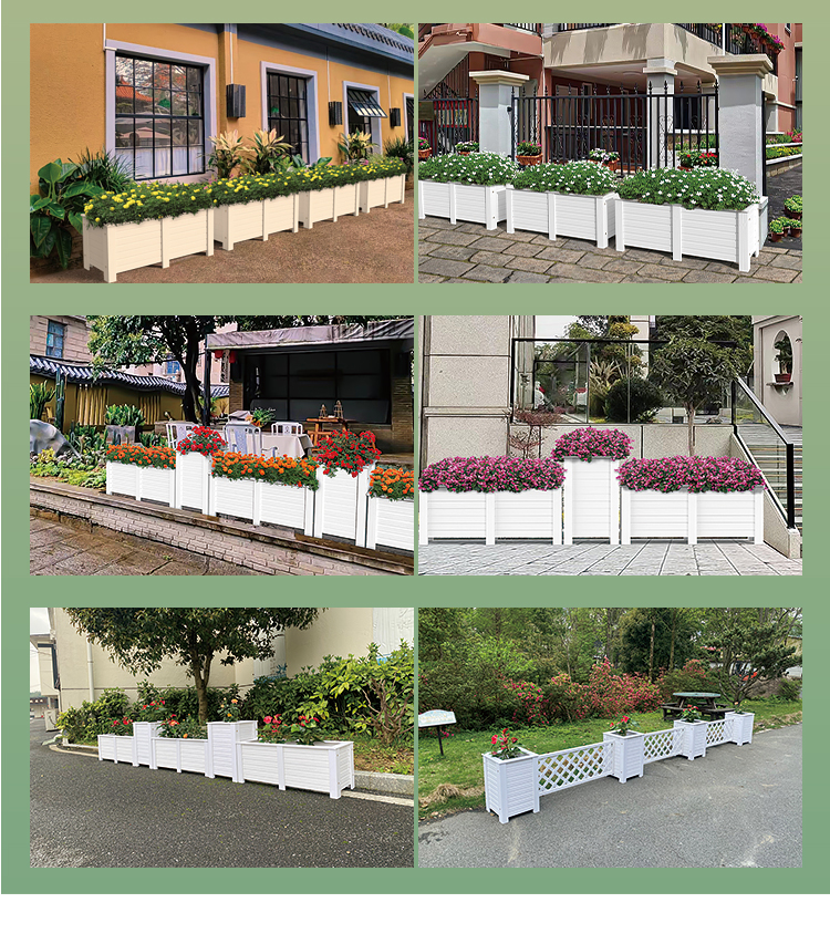 Caja de flores de plantador de PVC interior al aire libre